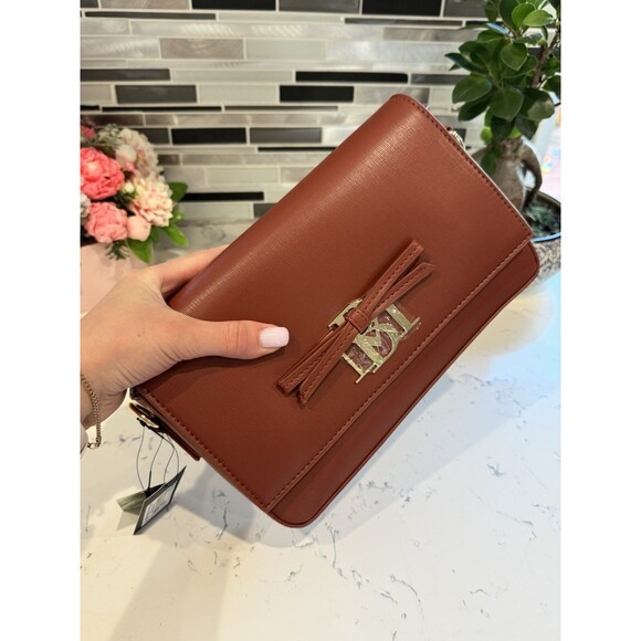 Badgley Mischka Leather Crossbody Bag with Bow and Logo Detail - Picture 9 of 9